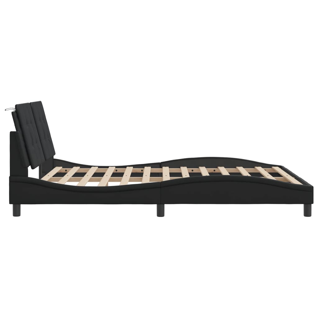 Cadre de lit sans matelas noir 160x200 cm similicuir - XIOS