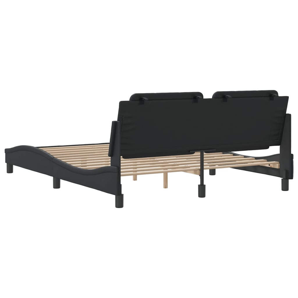 Cadre de lit sans matelas noir 160x200 cm similicuir - XIOS