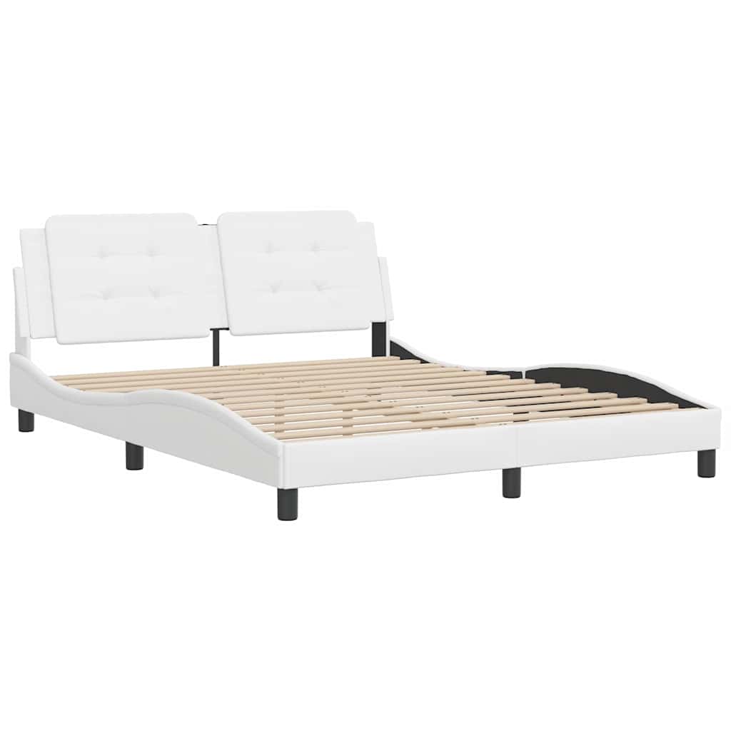 Cadre de lit sans matelas Zadar blanc 160x200 cm similicuir - XIOS
