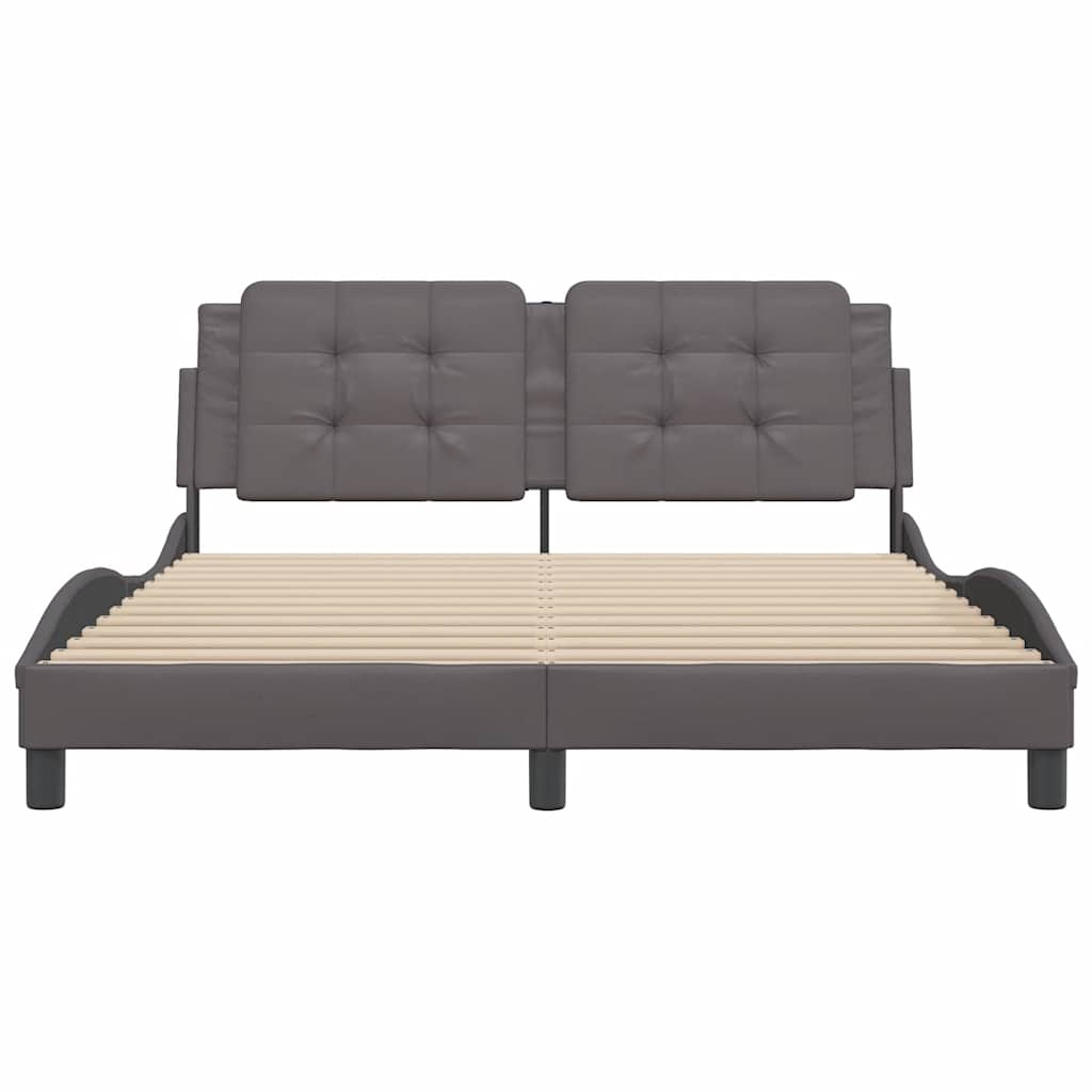Cadre de lit sans matelas Zadar gris 160x200 cm similicuir - XIOS
