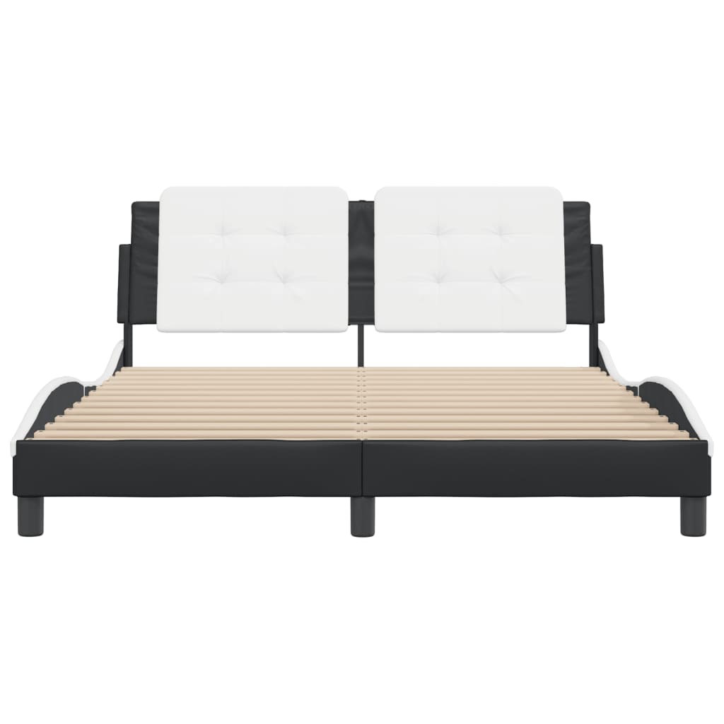 Cadre de lit sans matelas noir et blanc 160x200 cm similicuir - XIOS
