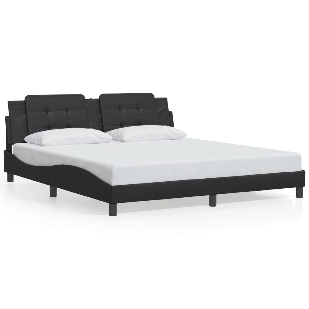 Cadre de lit sans matelas noir 180x200 cm similicuir - XIOS