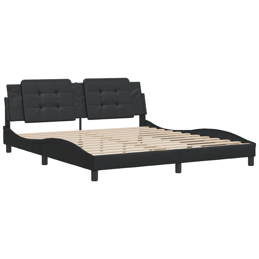 Cadre de lit sans matelas noir 180x200 cm similicuir - XIOS