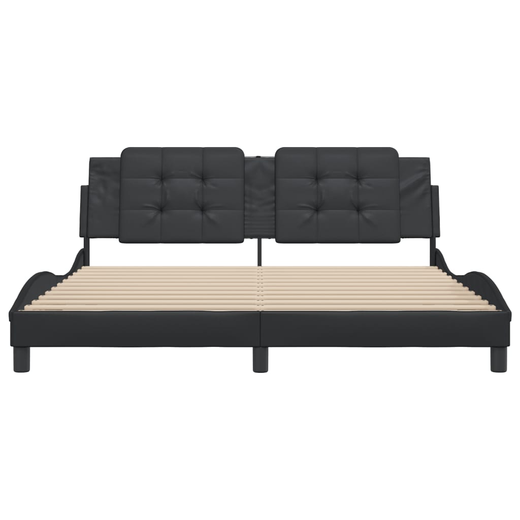 Cadre de lit sans matelas noir 180x200 cm similicuir - XIOS