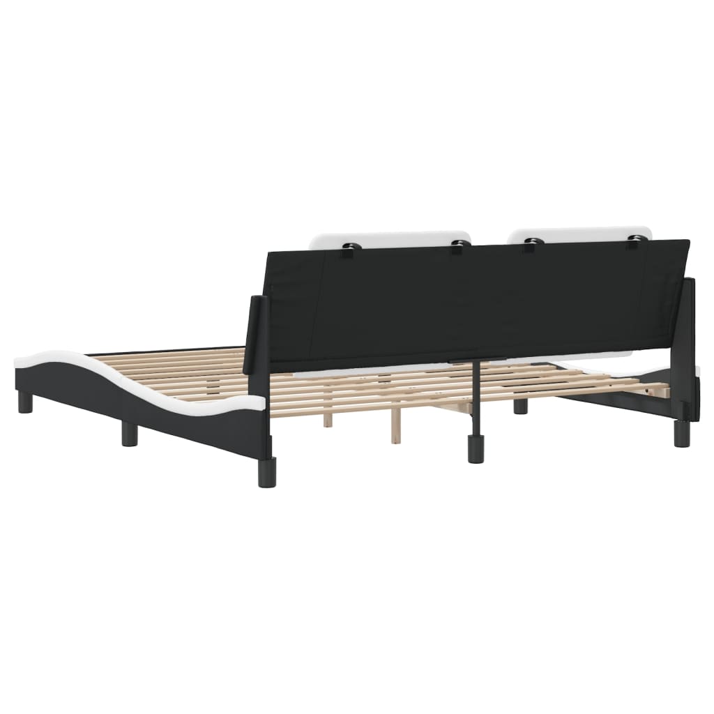 Cadre de lit sans matelas noir et blanc 180x200 cm similicuir - XIOS