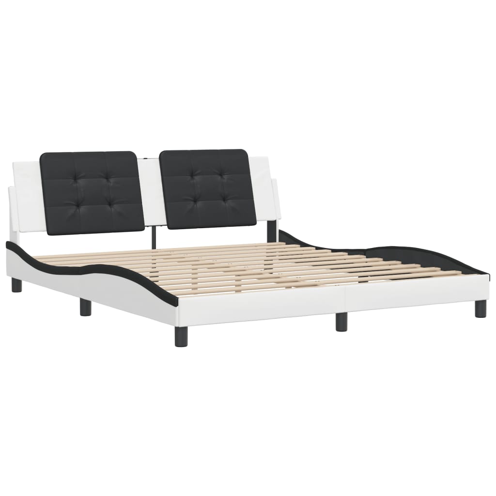 Cadre de lit sans matelas blanc et noir 180x200 cm similicuir - XIOS