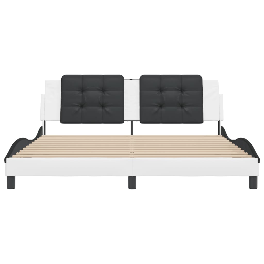 Cadre de lit sans matelas blanc et noir 180x200 cm similicuir - XIOS