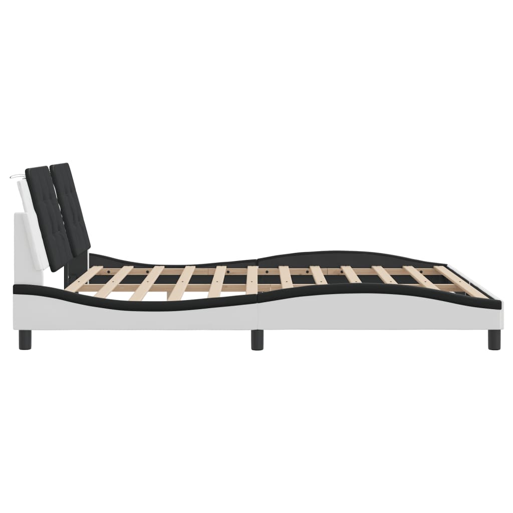 Cadre de lit sans matelas blanc et noir 180x200 cm similicuir - XIOS