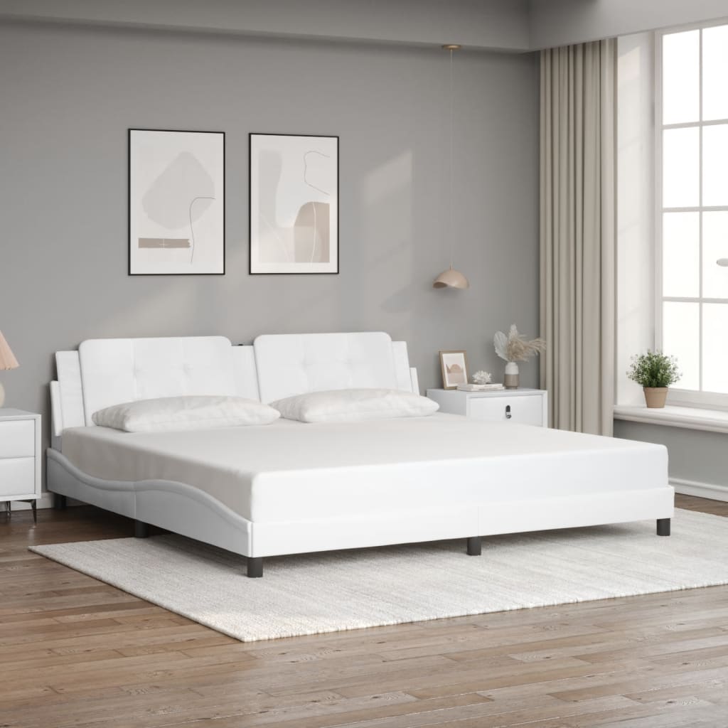 Cadre de lit sans matelas Zadar blanc 200x200 cm similicuir