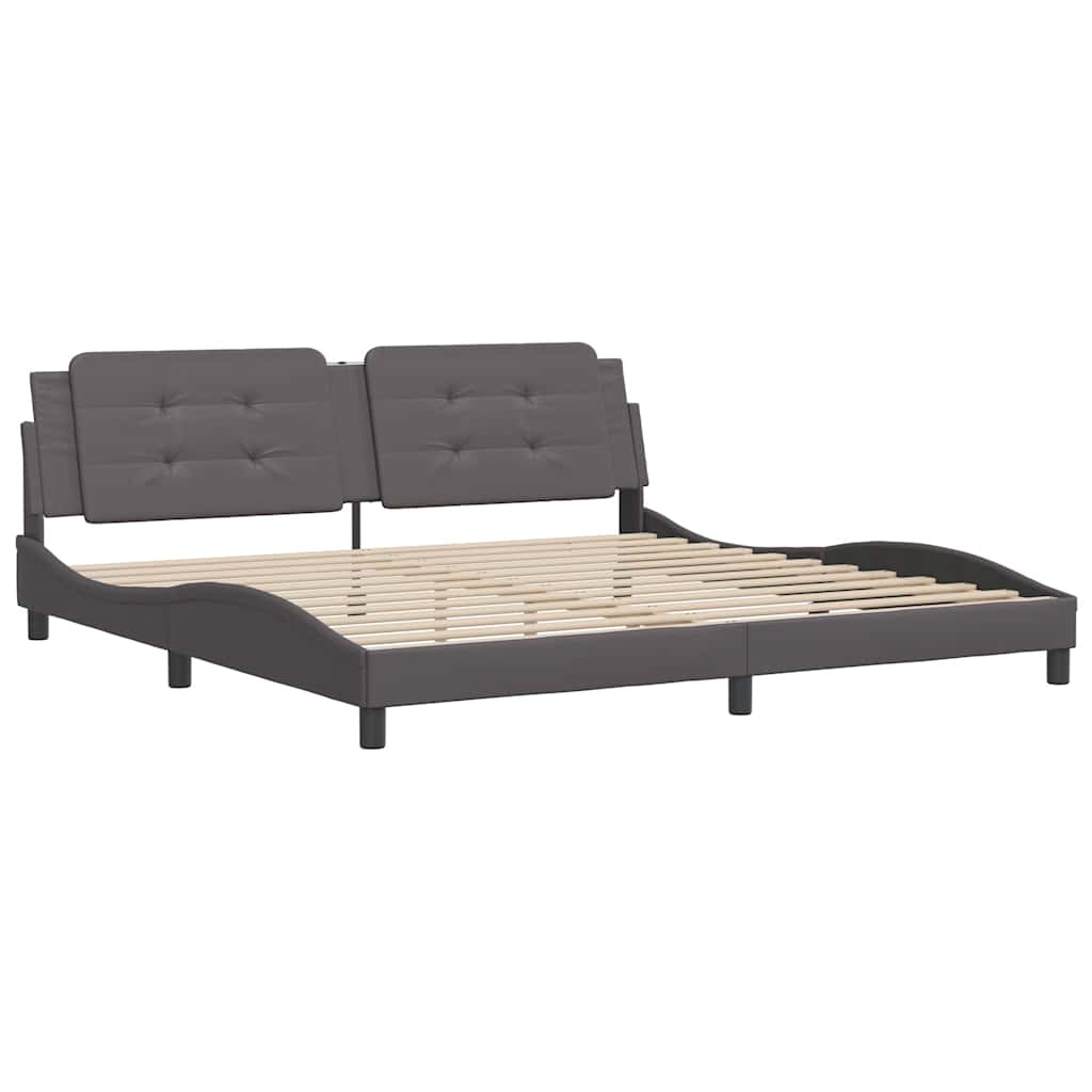 Cadre de lit sans matelas Zadar gris 200x200 cm similicuir - XIOS