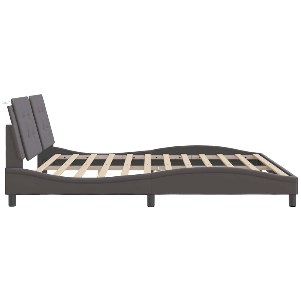 Cadre de lit sans matelas Zadar gris 200x200 cm similicuir - XIOS