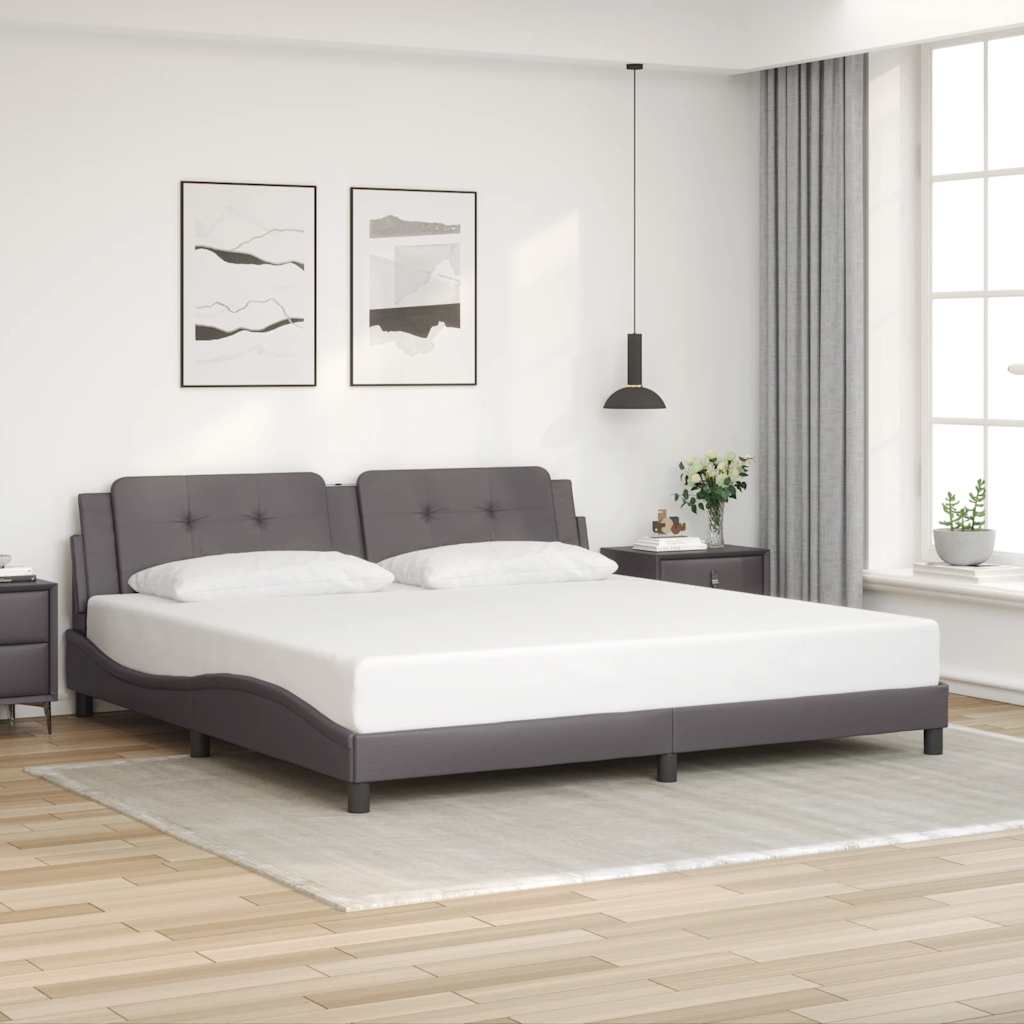Cadre de lit sans matelas Zadar gris 200x200 cm similicuir - XIOS
