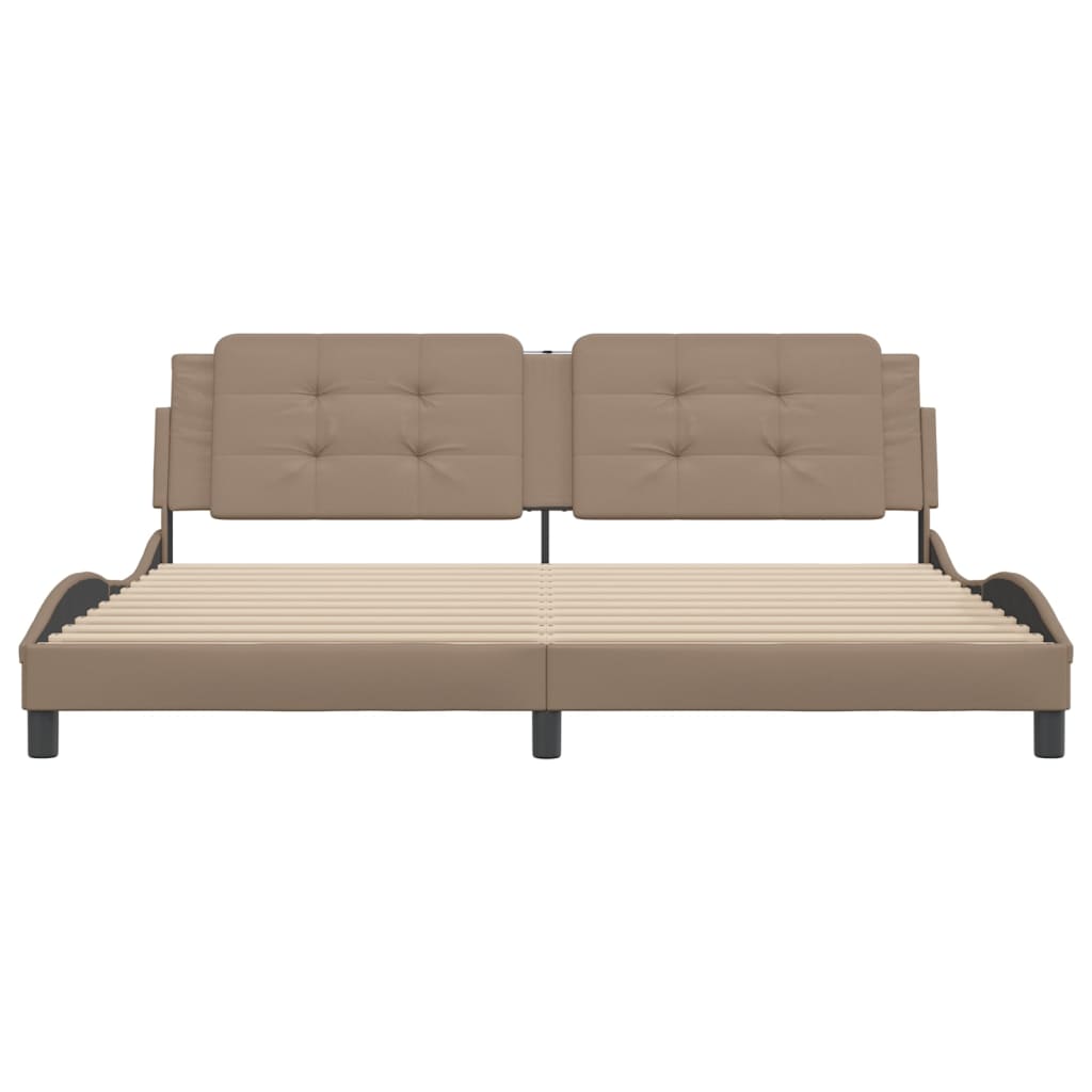 Cadre de lit sans matelas cappuccino 200x200 cm similicuir - XIOS
