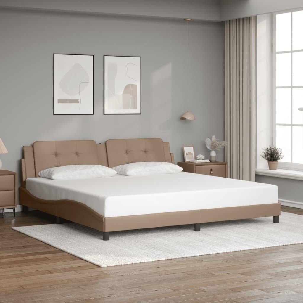 Cadre de lit sans matelas cappuccino 200x200 cm similicuir - XIOS