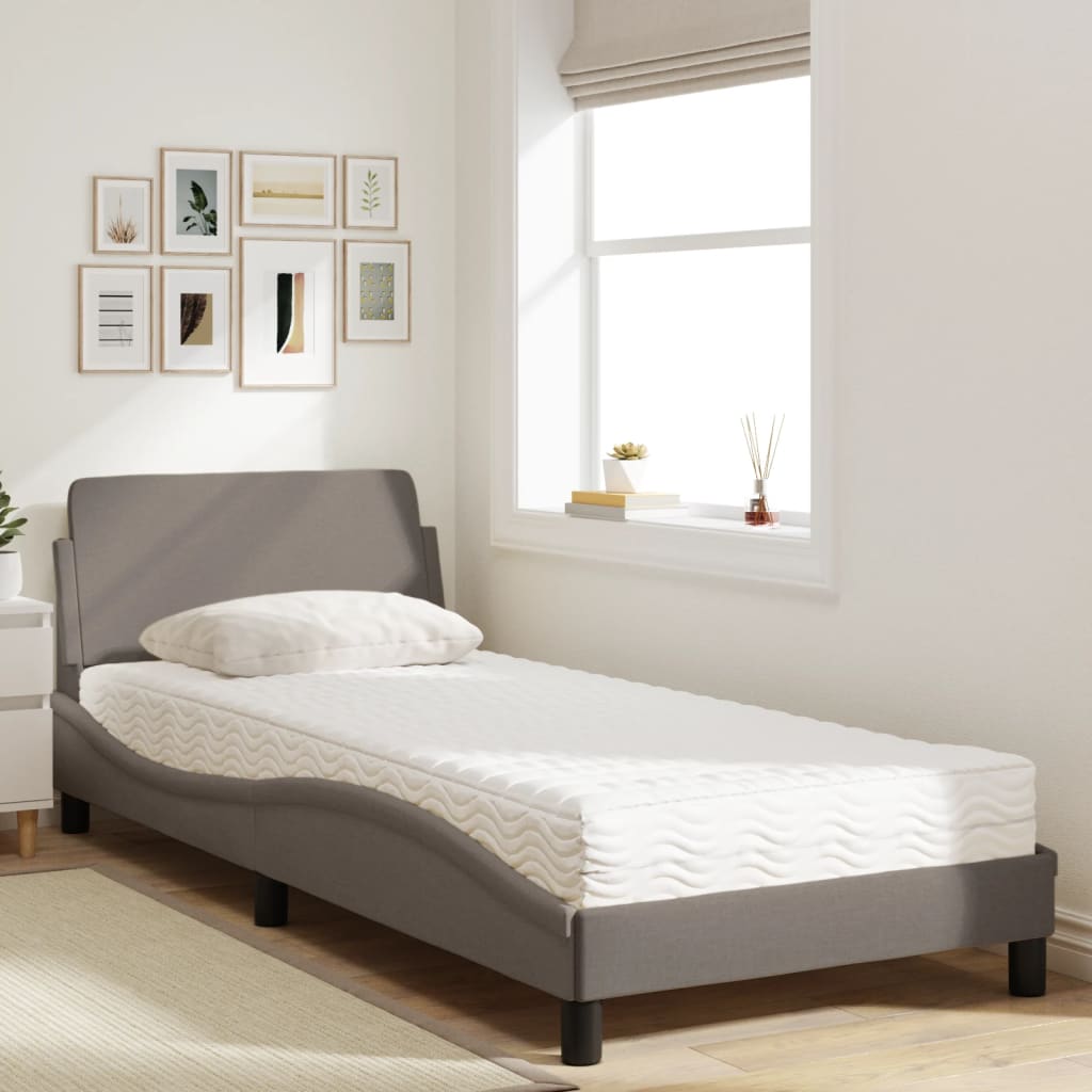 Lit avec matelas Dover taupe 80x200 cm tissu - XIOS