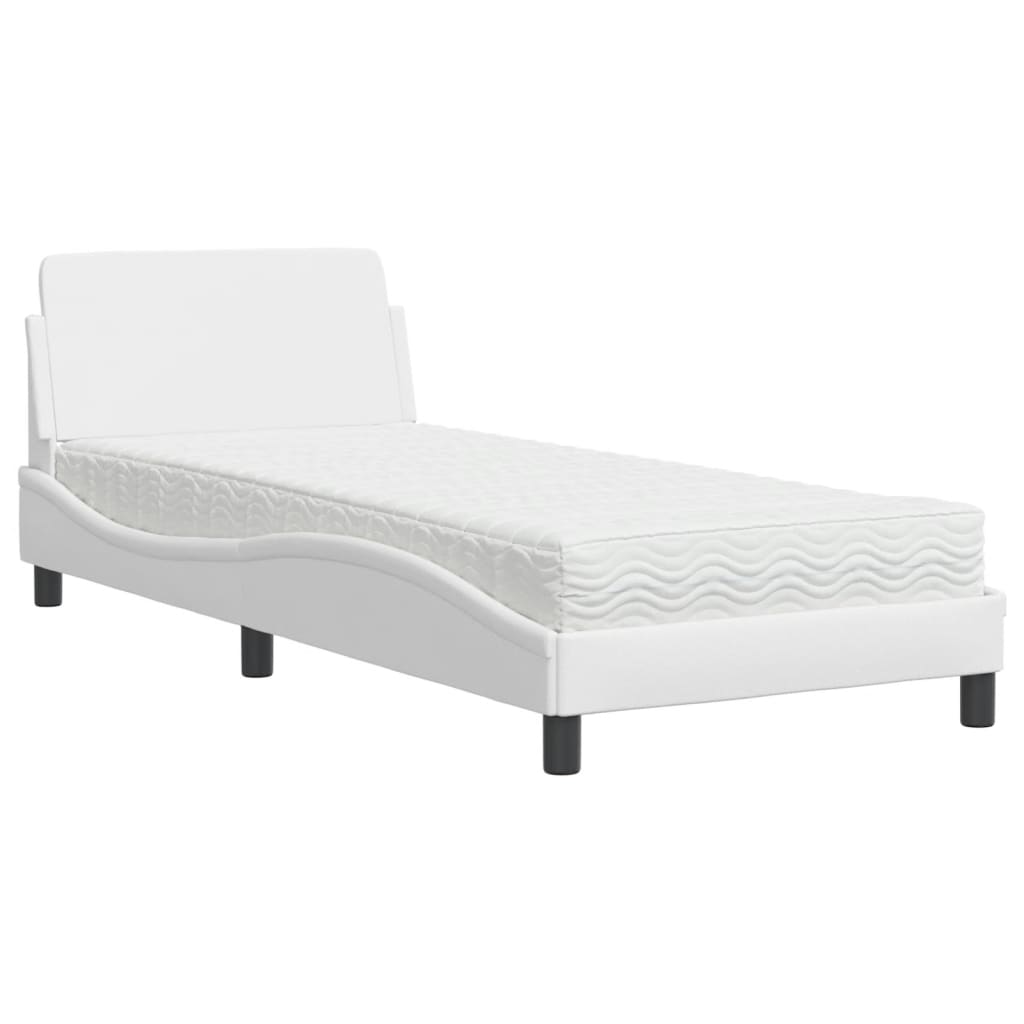 Lit avec matelas Dover blanc 90x190 cm similicuir - XIOS