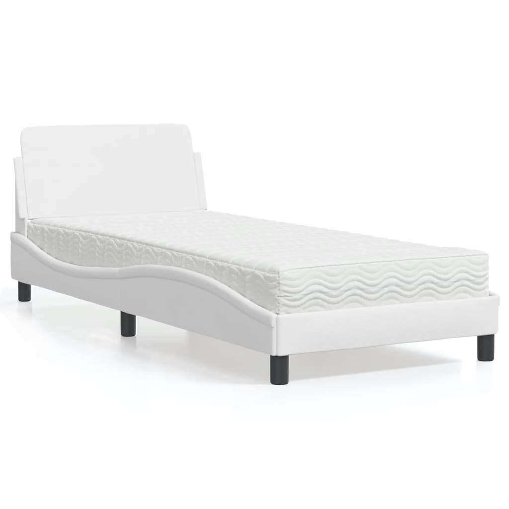 Lit avec matelas Dover blanc 90x190 cm similicuir - XIOS