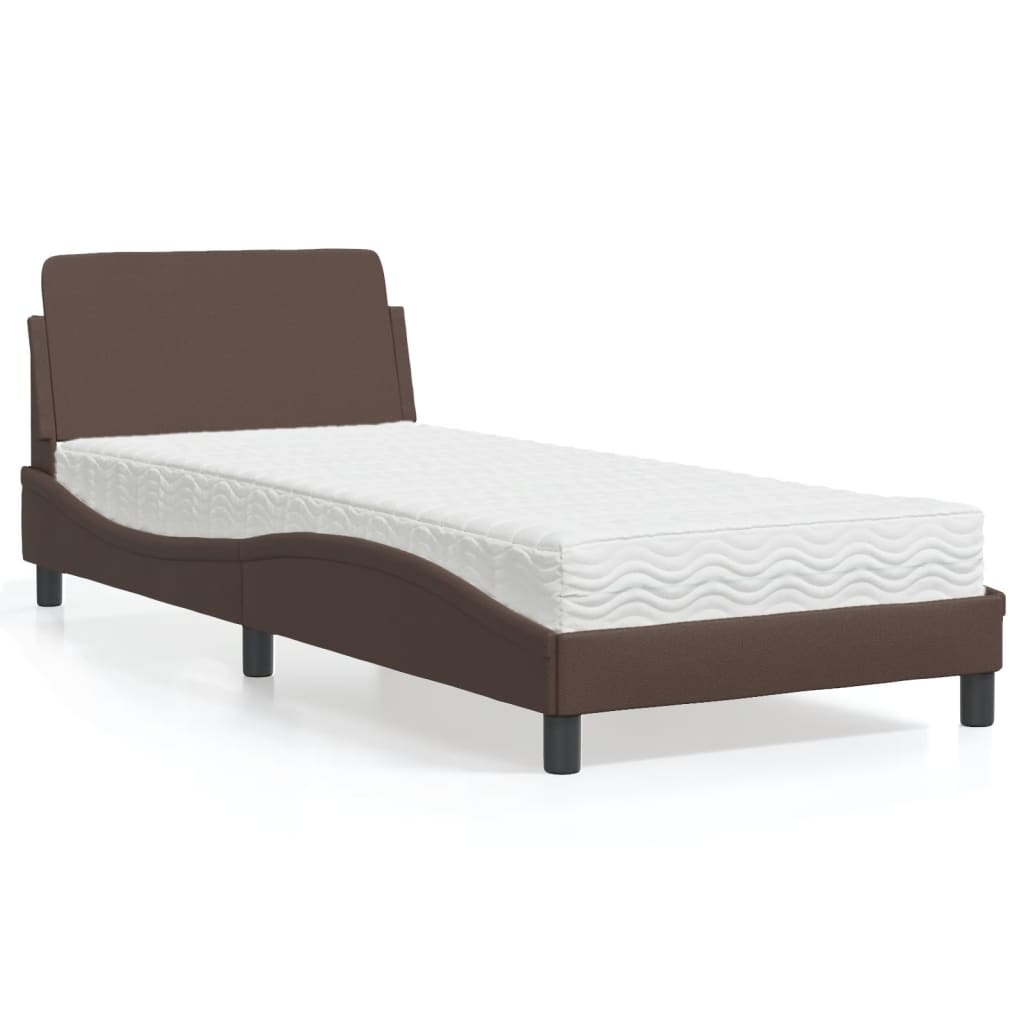 Lit avec matelas Dover marron 90x190 cm similicuir - XIOS