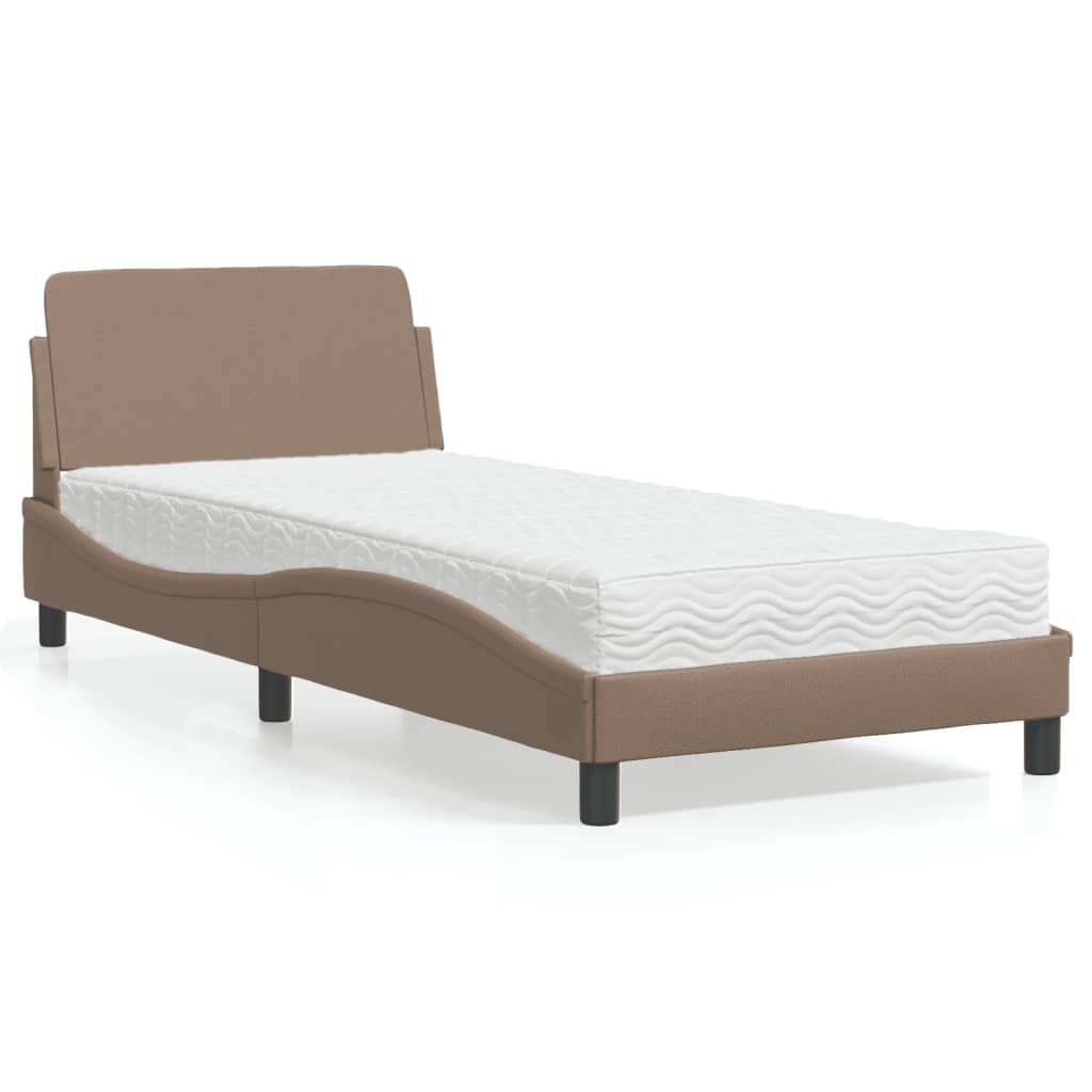 Lit avec matelas Dover cappuccino 90x190 cm similicuir - XIOS