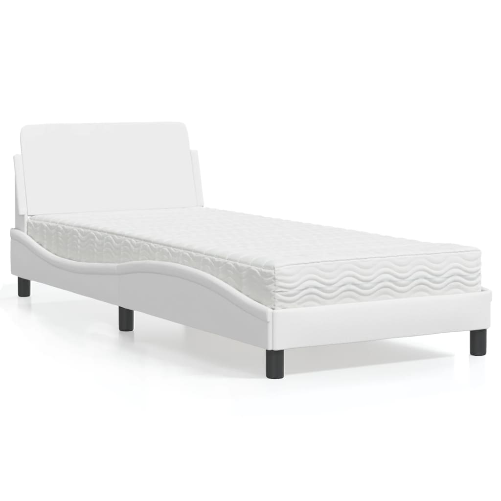 Lit avec matelas blanc 90x200 cm similicuir - XIOS