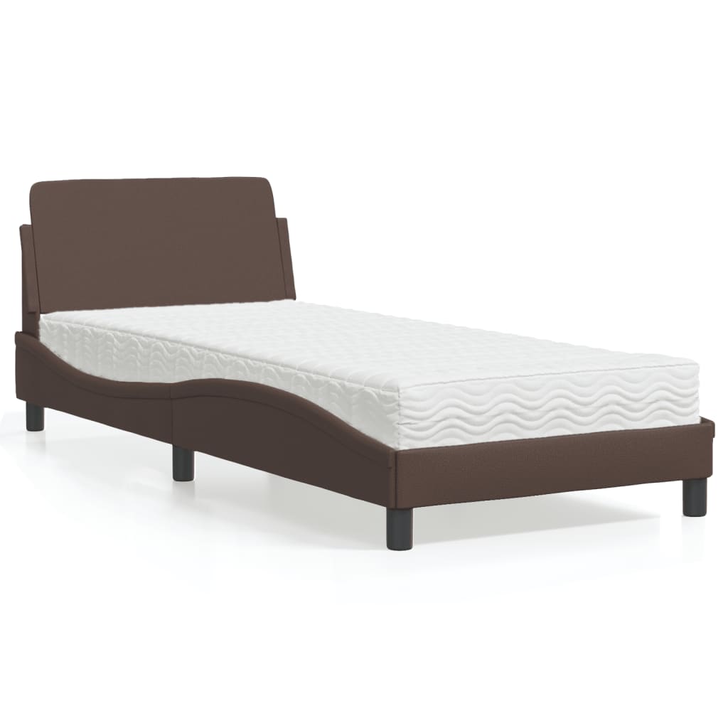Lit avec matelas Dover marron 90x200 cm similicuir - XIOS