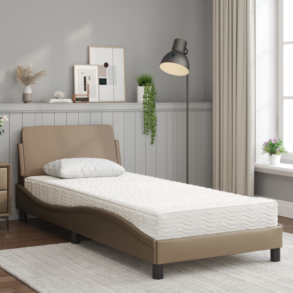 Lit avec matelas cappuccino 90x200 cm similicuir - XIOS