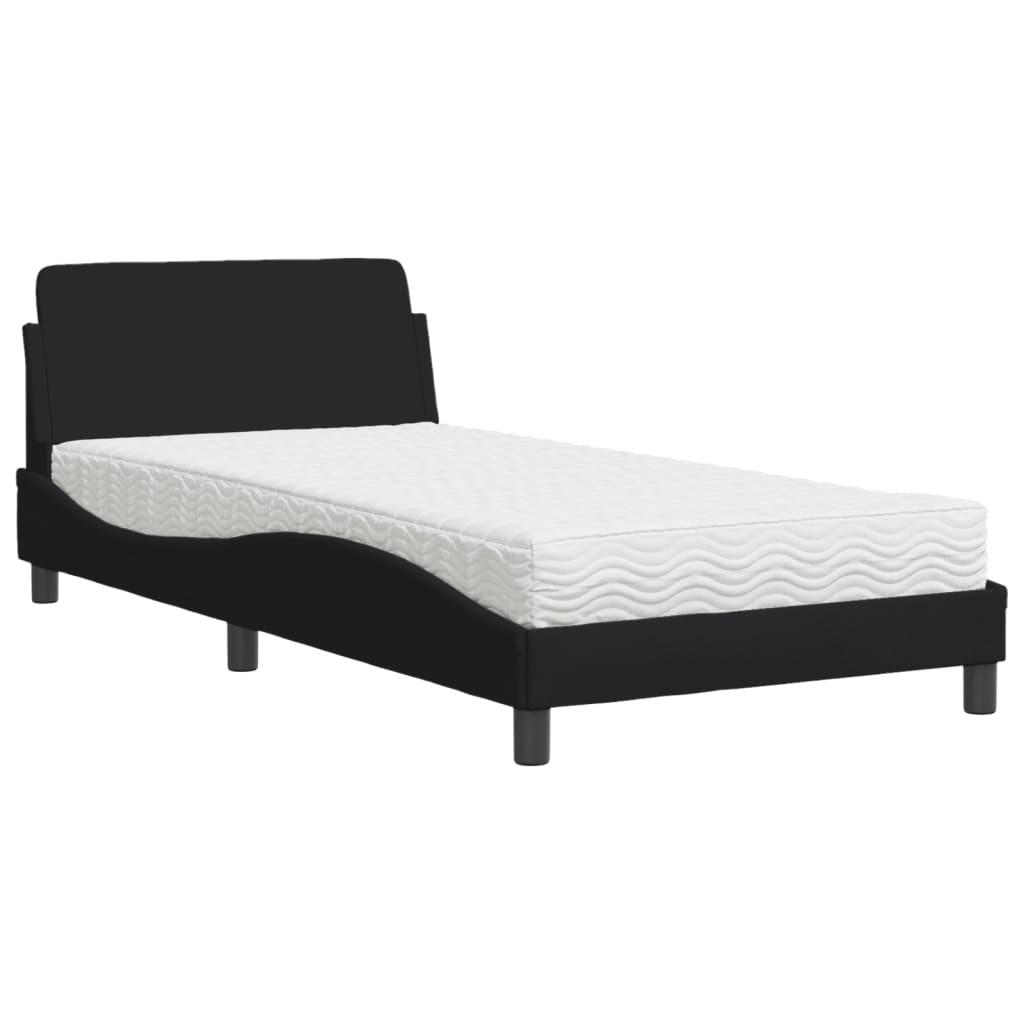 Lit avec matelas Dover noir 100x200 cm tissu - XIOS