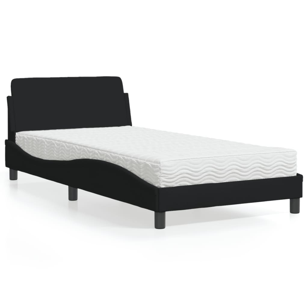 Lit avec matelas Dover noir 100x200 cm tissu - XIOS