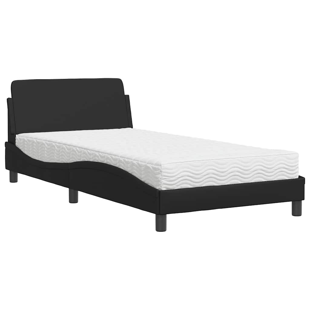Lit avec matelas Dover noir 100x200 cm similicuir - XIOS