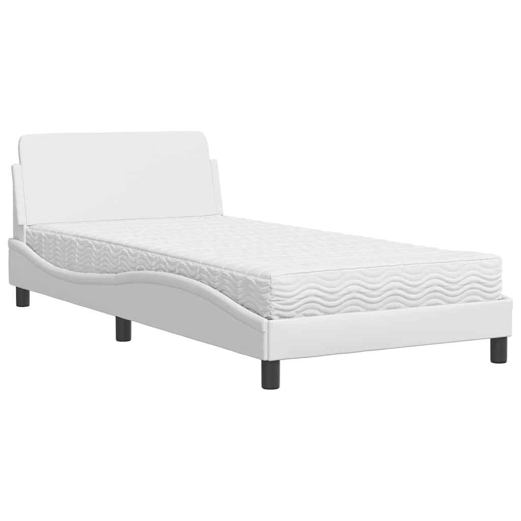 Lit avec matelas Dover blanc 100x200 cm similicuir - XIOS