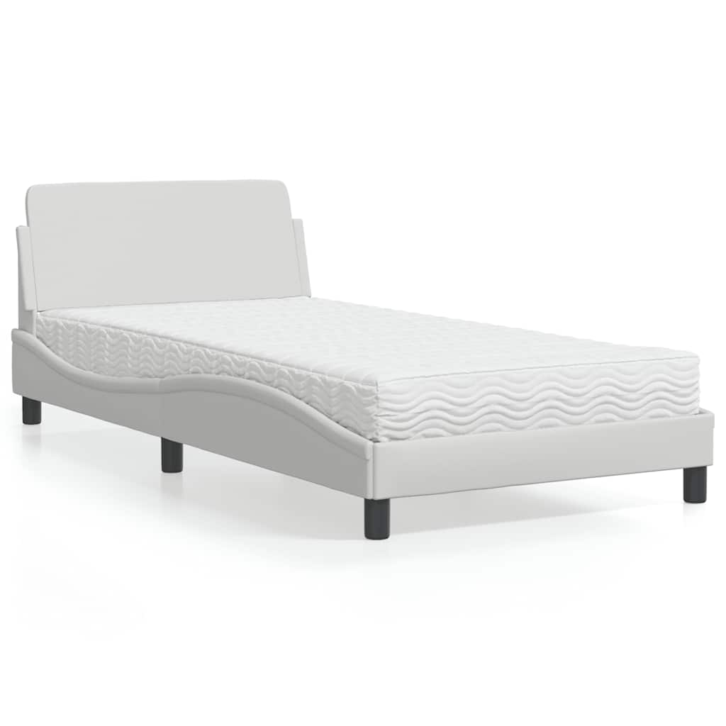 Lit avec matelas Dover blanc 100x200 cm similicuir - XIOS