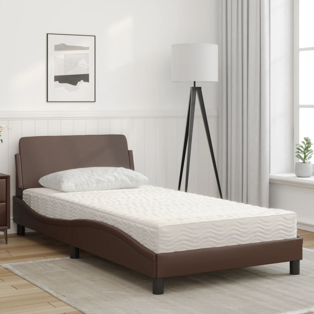 Lit avec matelas Dover marron 100x200 cm similicuir - XIOS