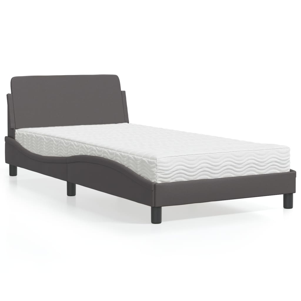 Lit avec matelas Dover gris 100x200 cm similicuir - XIOS