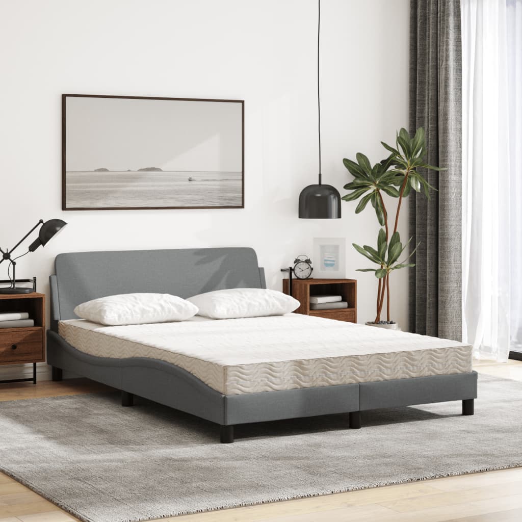Lit avec matelas Dover gris clair 120x200 cm tissu - XIOS