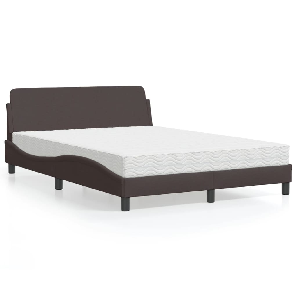Lit avec matelas Dover marron foncé 120x200 cm tissu - XIOS