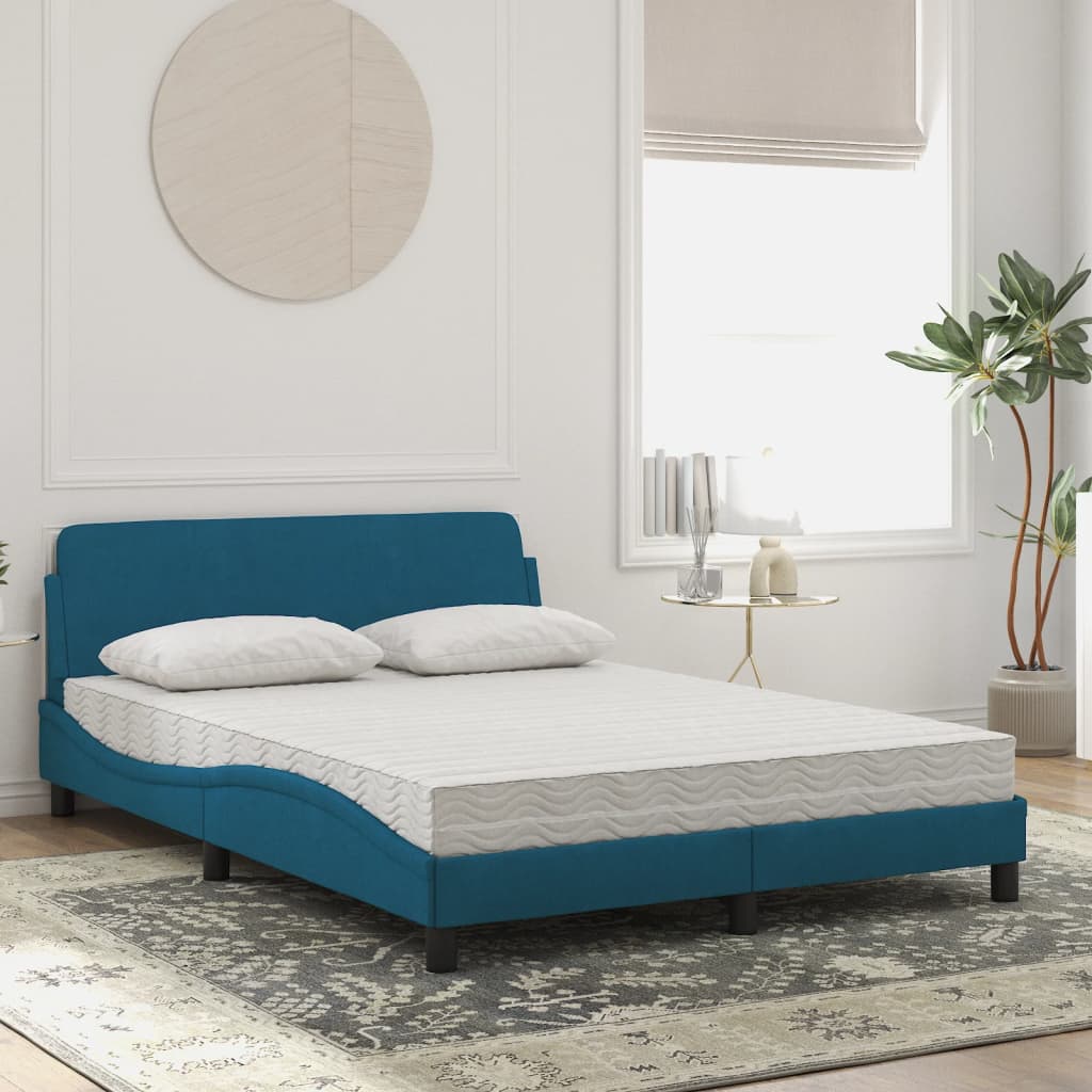 Lit avec matelas Dover bleu 120x200 cm velours - XIOS