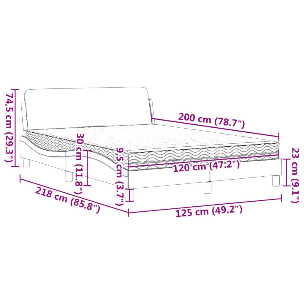 Lit avec matelas Dover cappuccino 120x200 cm similicuir - XIOS