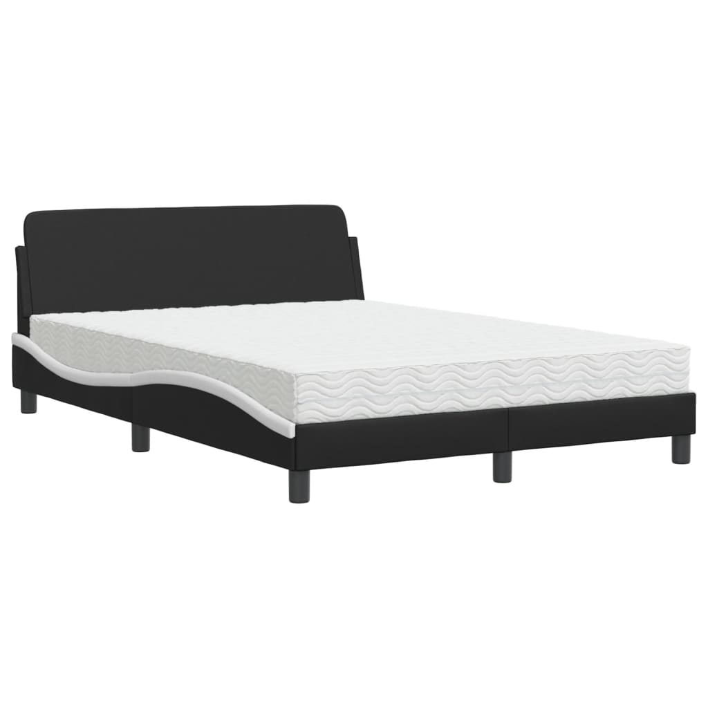 Lit avec matelas Dover noir et blanc 120x200 cm similicuir - XIOS