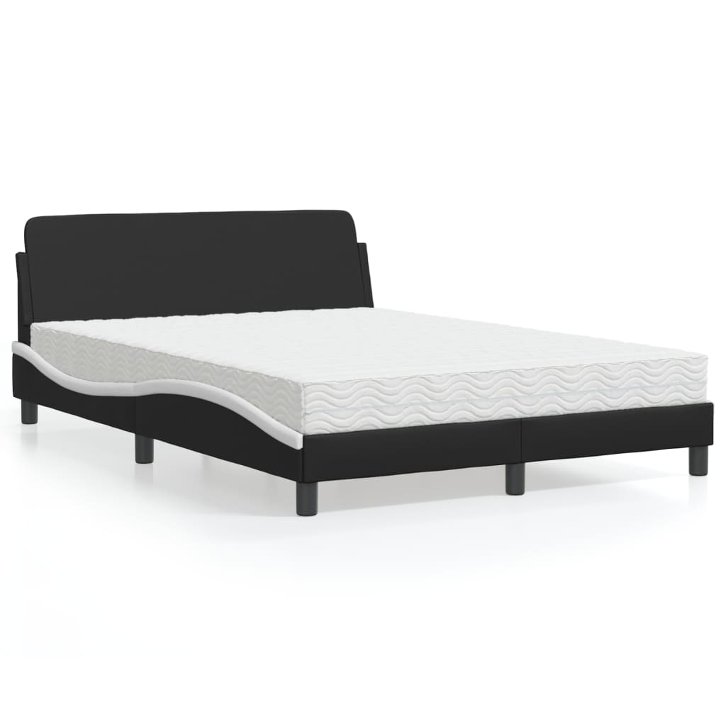 Lit avec matelas Dover noir et blanc 120x200 cm similicuir - XIOS