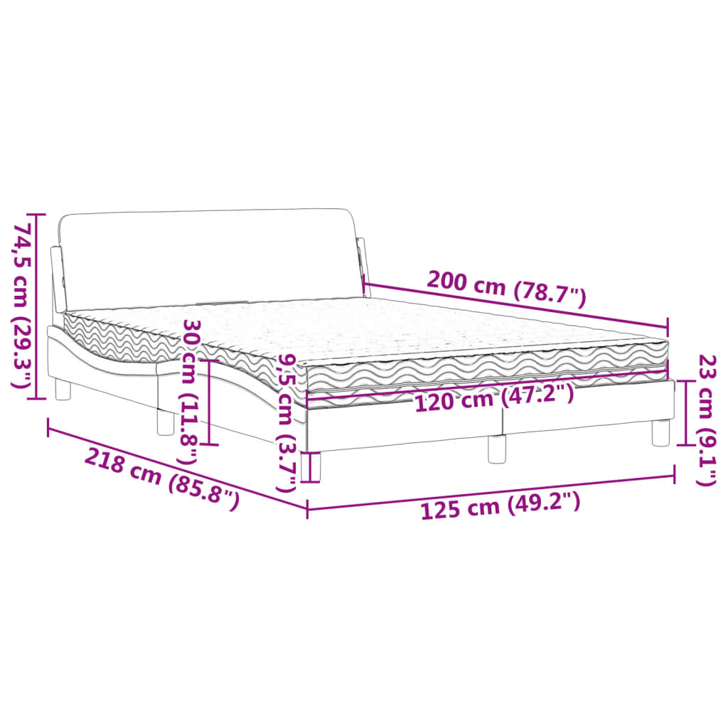 Lit avec matelas Dover blanc et noir 120x200 cm similicuir - XIOS