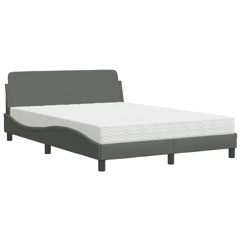 Lit avec matelas Dover gris foncé 140x190 cm tissu - XIOS