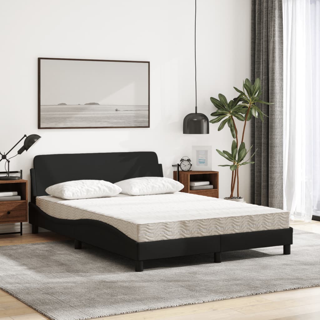 Lit avec matelas Dover noir 140x190 cm tissu - XIOS