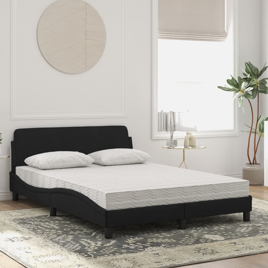 Lit avec matelas Dover noir 140x190 cm velours