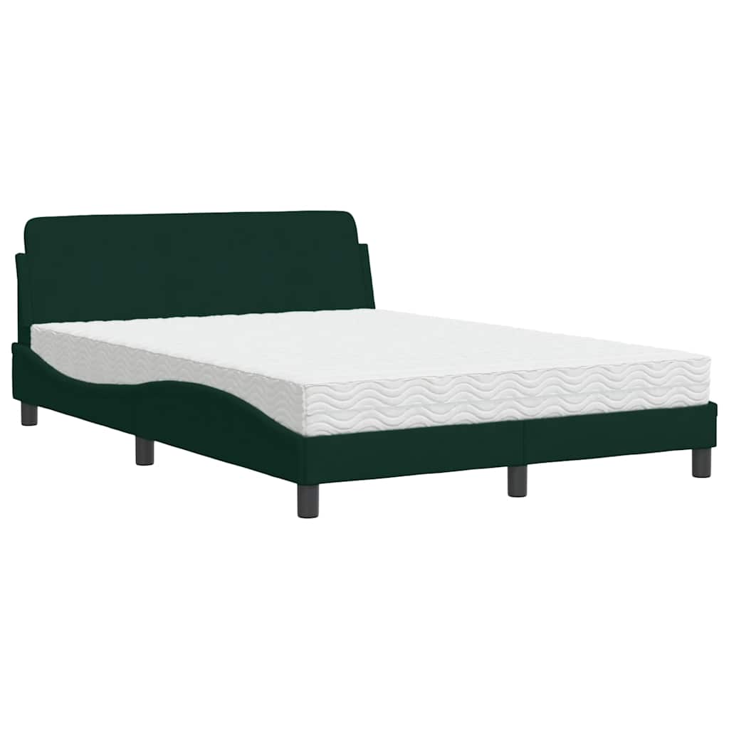 Lit avec matelas Dover vert foncé 140x190 cm velours - XIOS