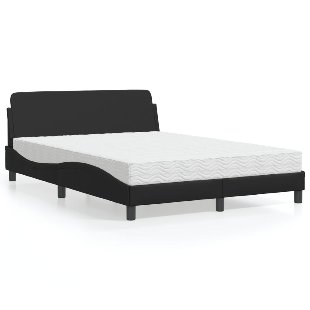Lit avec matelas Dover noir 140x190 cm similicuir - XIOS