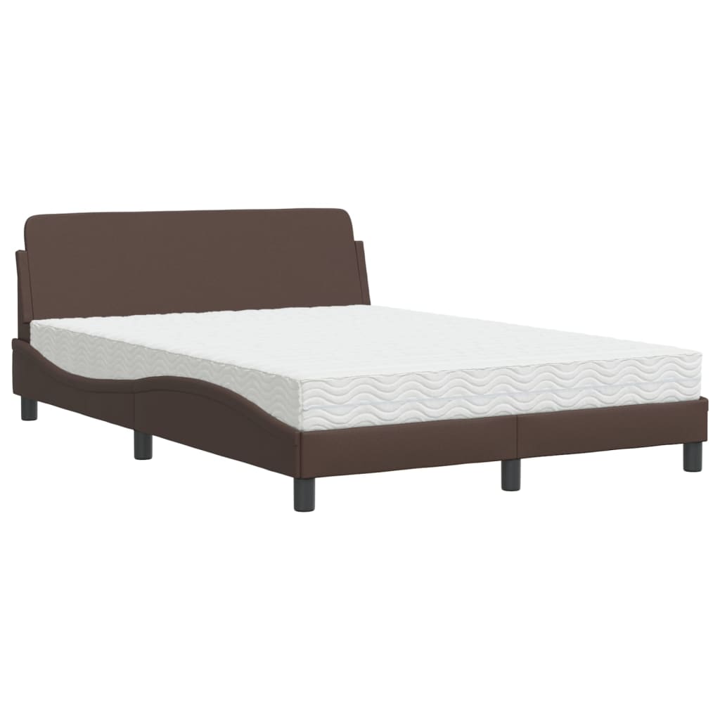 Lit avec matelas Dover marron 140x190 cm similicuir - XIOS