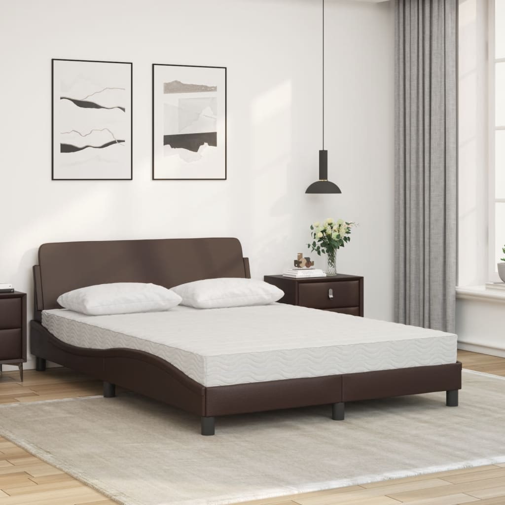 Lit avec matelas Dover marron 140x190 cm similicuir - XIOS