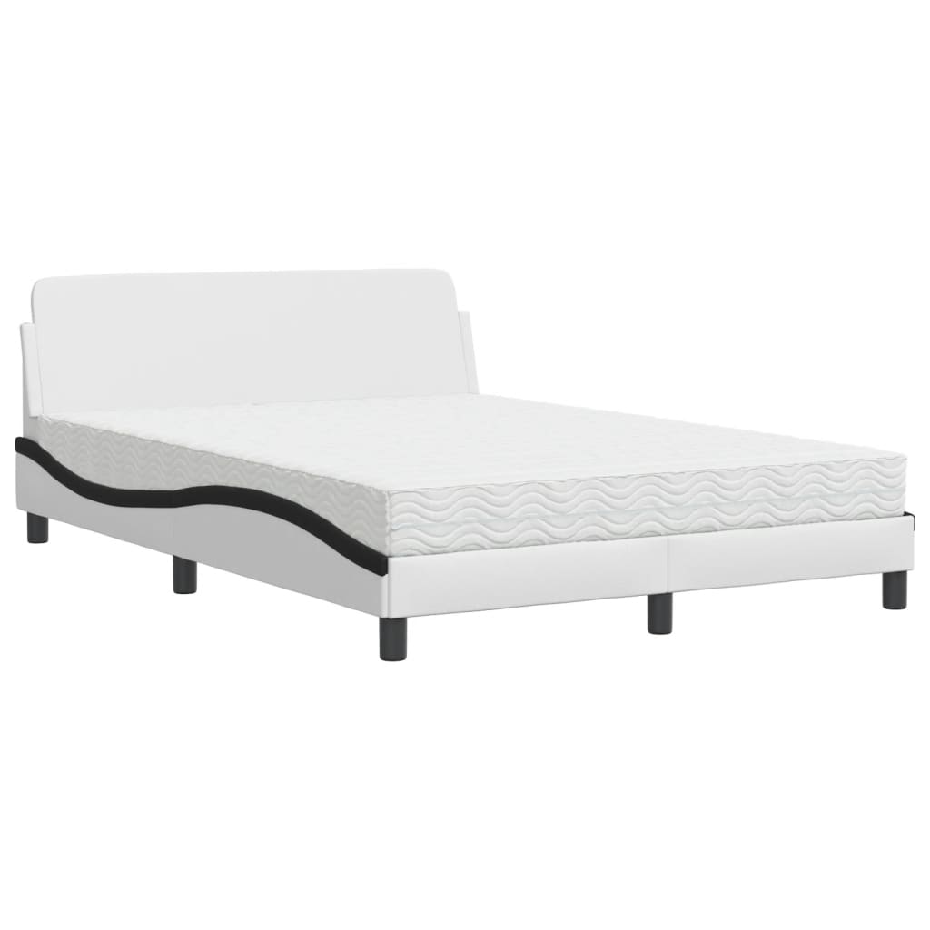 Lit avec matelas Dover blanc et noir 140x190 cm similicuir - XIOS