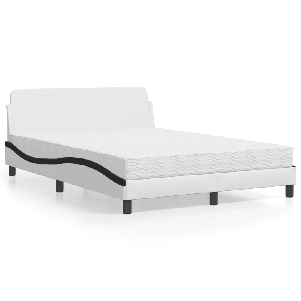Lit avec matelas Dover blanc et noir 140x190 cm similicuir - XIOS