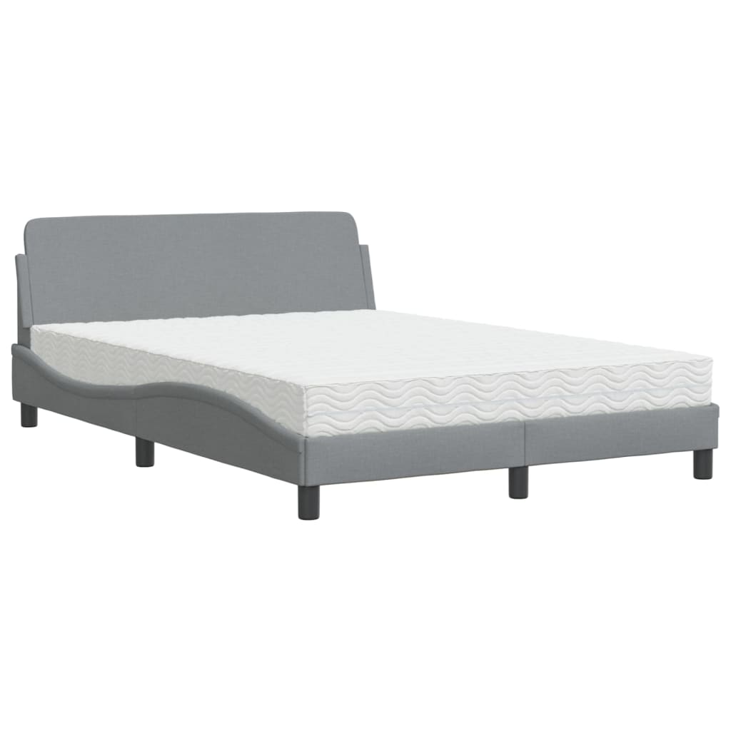 Lit avec matelas Dover gris clair 140x200 cm tissu - XIOS